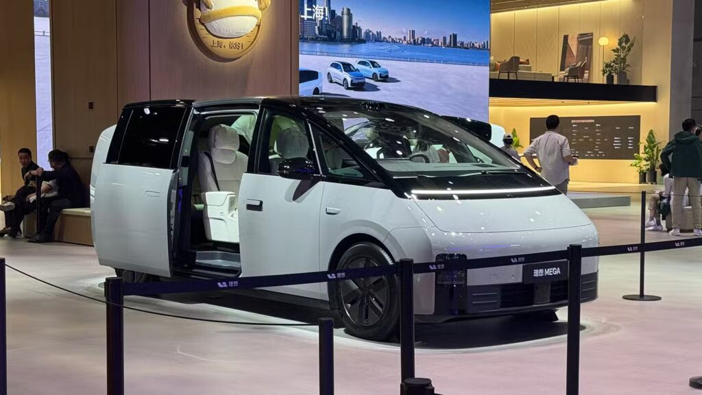 Li Auto reaches 30,000th delivery of Mega electric MPV A Li Mega displayed at the Shanghai auto show in April 2025.