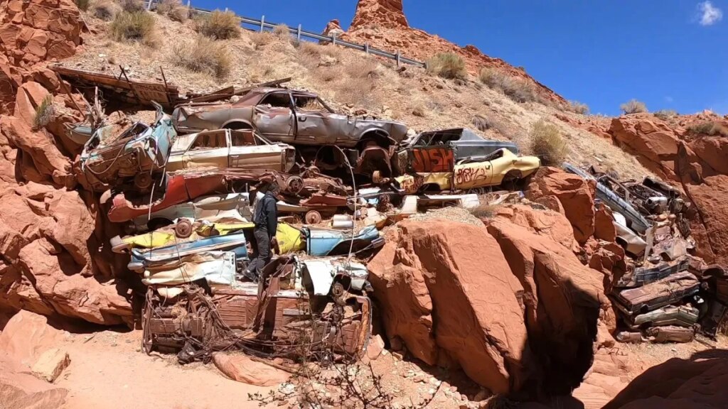 How Dozens of Classic Cars Ended Up Stacked Like Firewood in a Utah Canyon