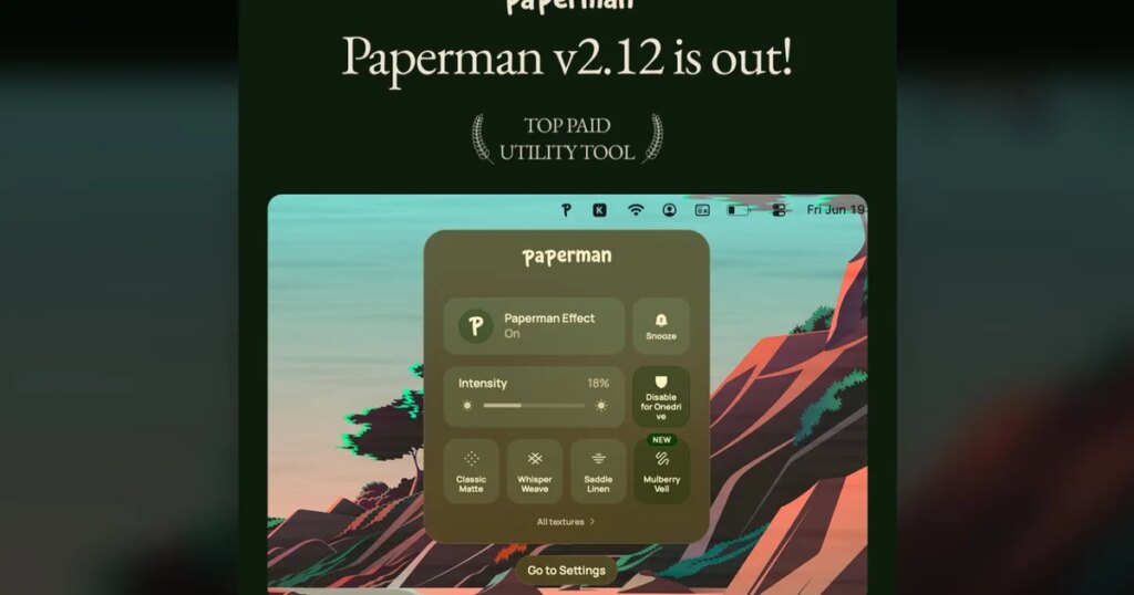 If you miss the feel of paper in the digital age, this app gives your Mac's screen a textured look
