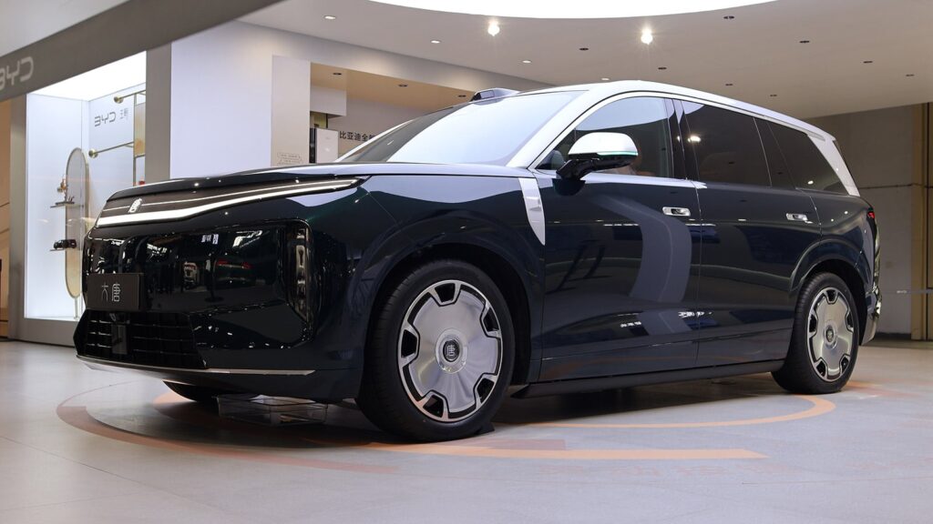 A BYD Da Tang EV on display at the Beijing Auto Show in April 2026.