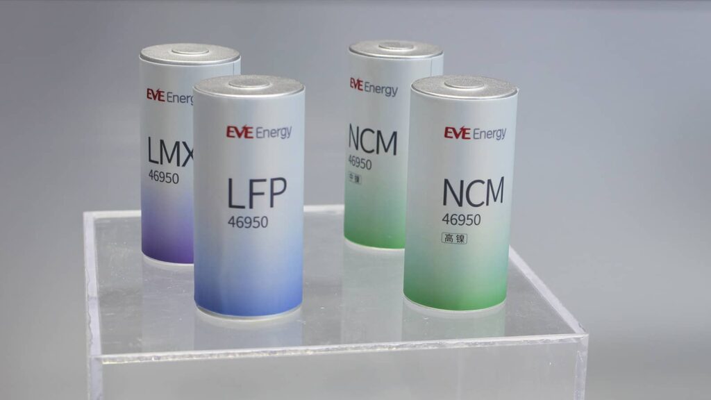 File photo shows Eve Energy's lithium-ion battery cells.