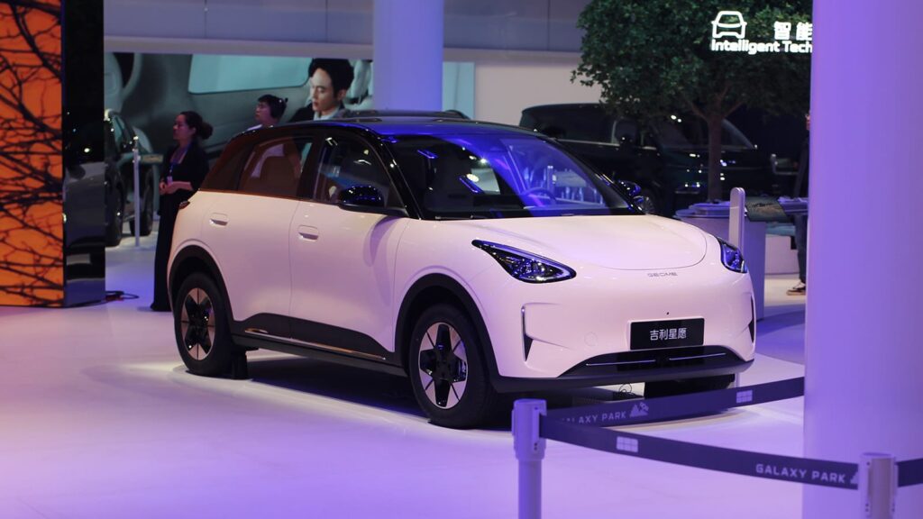 A Geely Xingyuan displayed at the Shanghai Auto Show in April 2025.