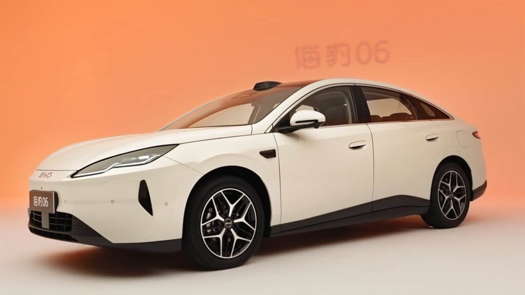 A screenshot from a video shows the 2027 BYD Seal 06.
