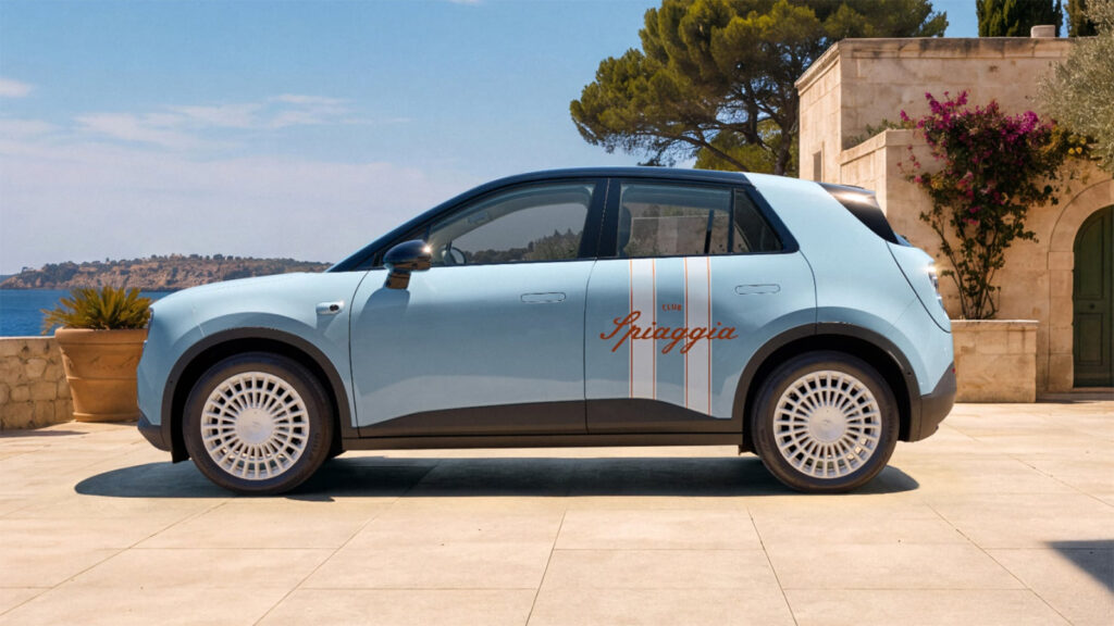 Nio Firefly launches new special edition limited to 666 units at 13% premium A light-blue Nio Firefly Club Spiaggia special edition with orange-and-white striped decals and white multi-spoke wheels, parked beside the coast.