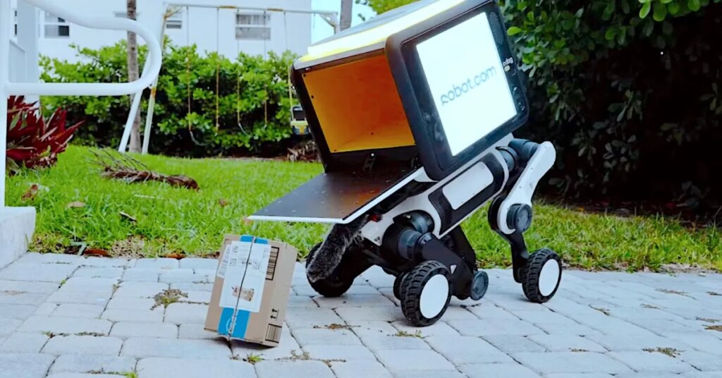 Robot delivery dog dumps hot steaming packages on your doorstep