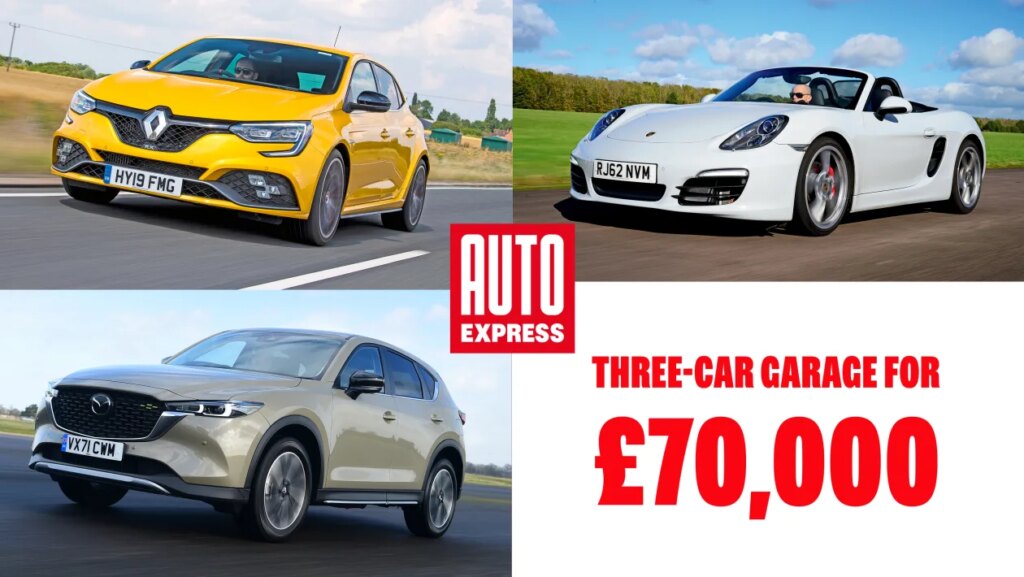 Three-car garage: used Mazda CX-5, Porsche Boxster and Renault Megane RS for £70k