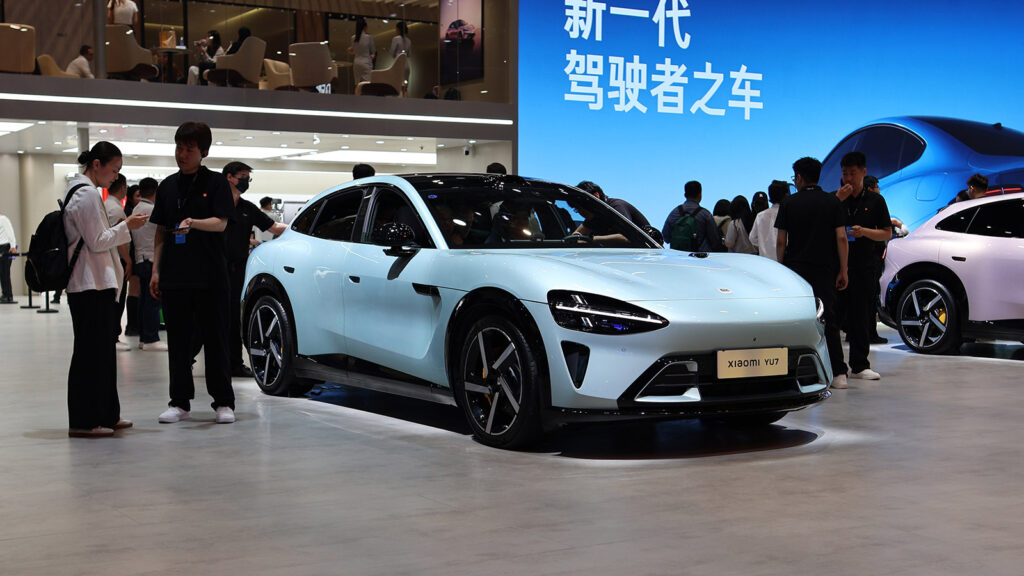Xiaomi EV tops 30,000 deliveries for fourth straight month A Xiaomi YU7 on display at the Beijing Auto Show in April 2026.