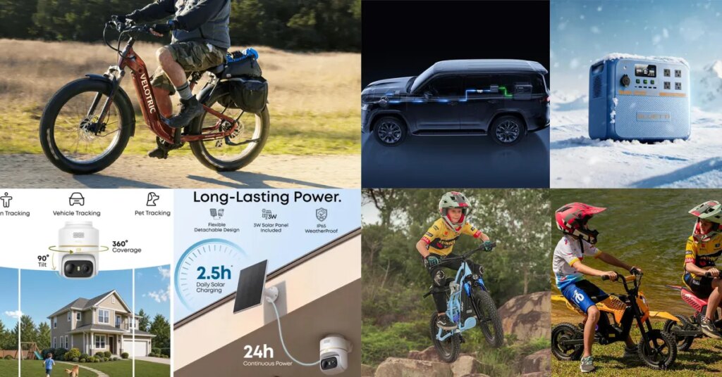 Velotric Nomad 2 e-bike + FREE $550 extra battery, Bluetti 900Wh alternator charger bundle, Hiboy kids electric dirt bikes, more